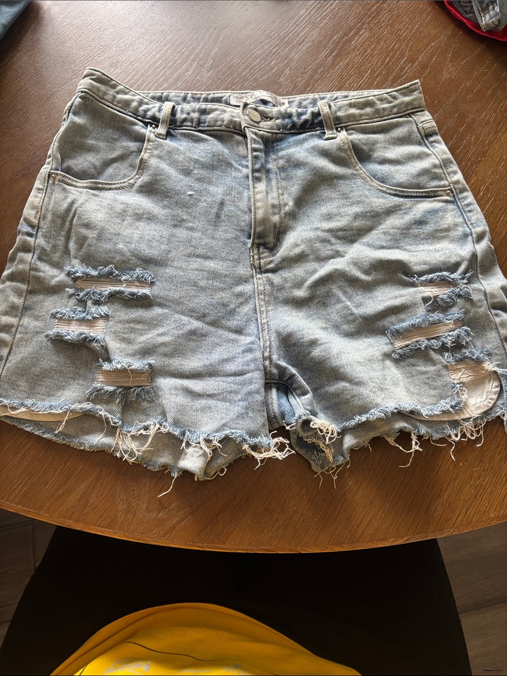 Distressed Light Blue Denim Womens Shorts